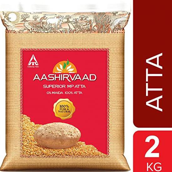 Premium Whole Wheat Flour | Aashirvaad Chakki Atta 2 Kg Tepung Gandum - Normal