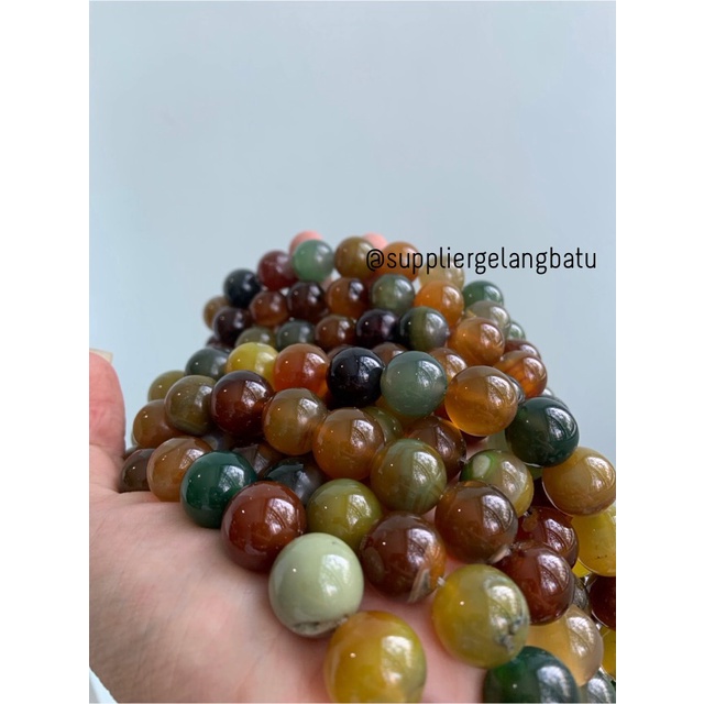 bahan manau madu 16mm kuning cokelat hijau natural renceng batu alam