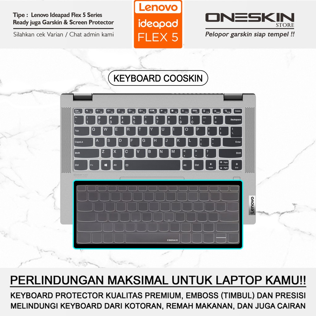 Pelindung Keyboard Protector Lenovo IdeaPad Flex 5 5i 14 14ALC 14ARE 14IIL 14ITL Silikon Tpu Cooskin