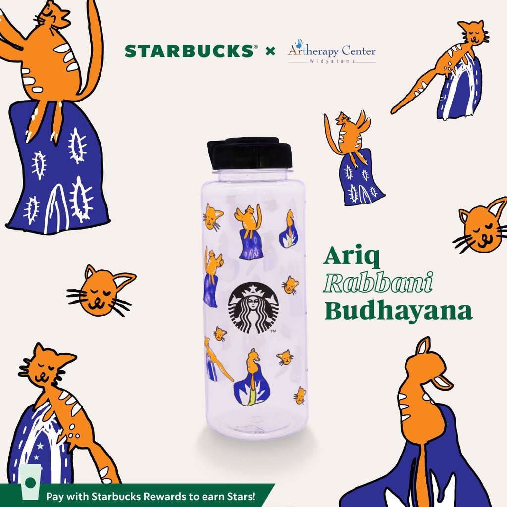 Tumblr Starbucks Original Tumbler Botol Minum 1 liter Besar lucu Anak Bpa Free Unik Karakter Viral-Cat