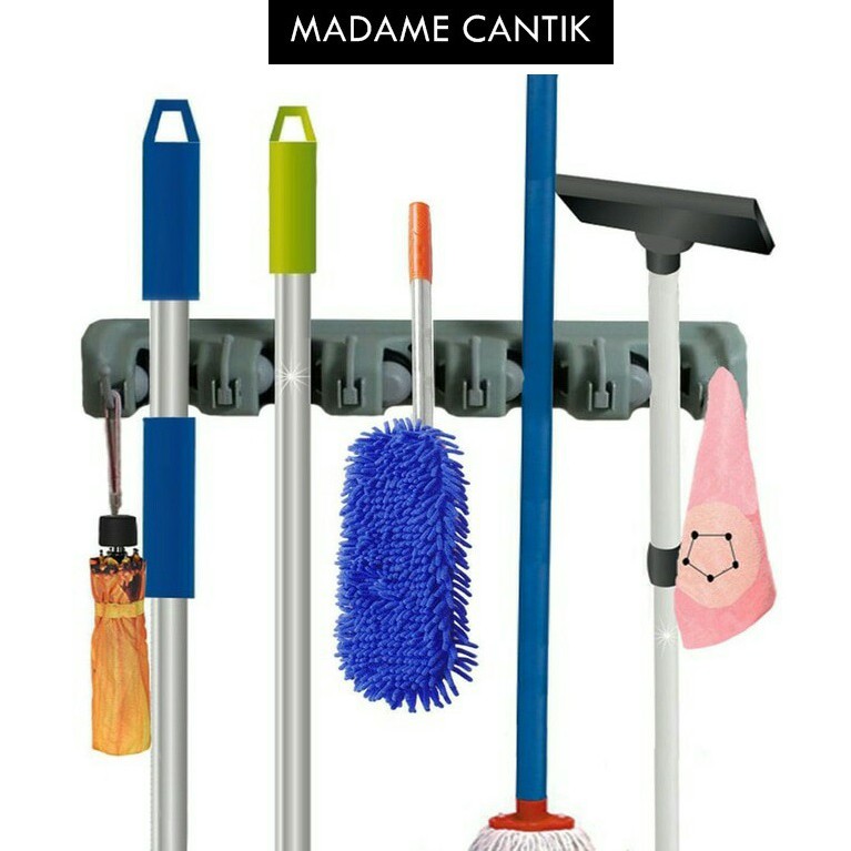 ✿ MADAME ✿ GANTUNGAN SAPU 5 SLOT / Gantungan Sapu dan Pel / Magic Holder Broom And Mop Hanger