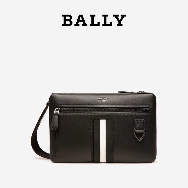 BALLY men's leather shoulder bag clutch messenger bag 6238768 envelope bag black