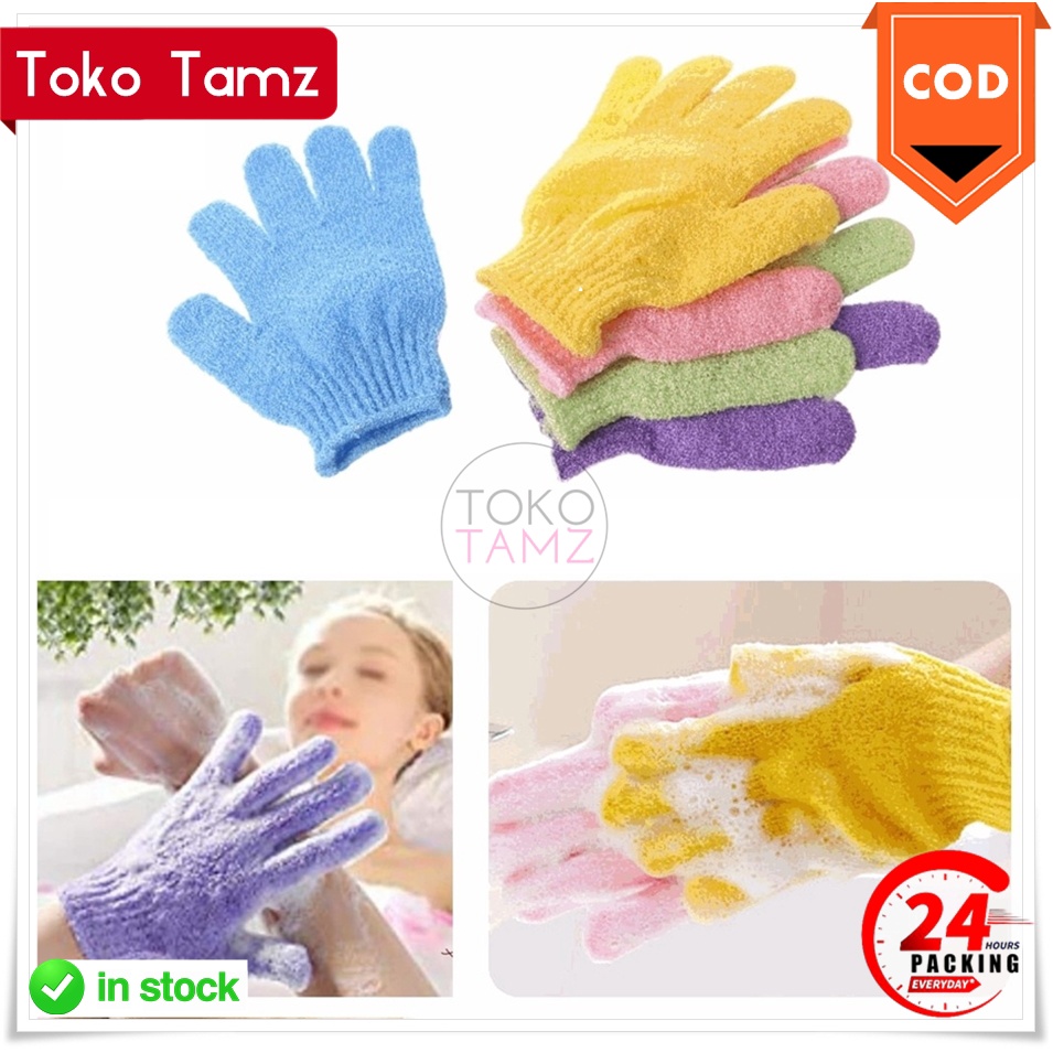 COD MAKASSAR Ready Sarung Tangan Busa Sabun Mandi Scrubber Lulur Shopee Online Shop Dagang Toko Tamz