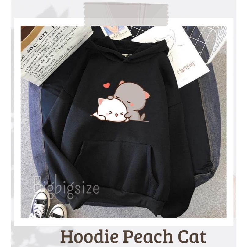 SWEATER HOODIE COUPLE COMBIE OVERSIZE PEACH CAT | SWEATSHIRT HOODIE OVERSIZE KOREAN STYLE | HOODIE P