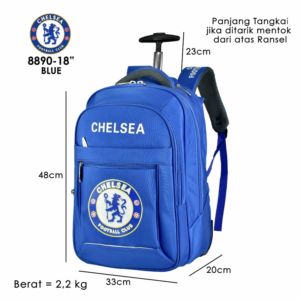 (RF) Ransel Trolly Bola 8880 Tas Bola Manchester,Madrid,Barcelona,Chelsea &amp; Ferrari