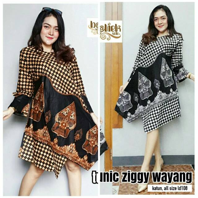 Tunik Ziggy Wayang Busana Batik Wanita Etnik Cantik Modern Eksklusif High Quality Katun Premium