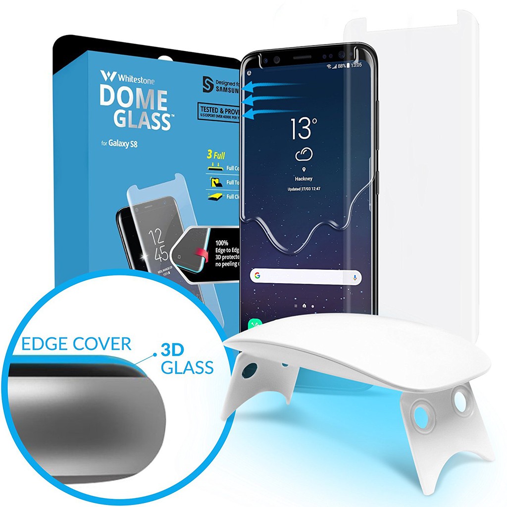 Original Full Adhesive Tempered Glass WhiteStone Dome Galaxy S8