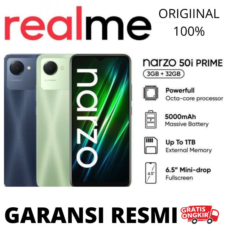 REALME NARZO 50I PRIME RAM 3/32GB,RAM 4/64GB GARANSI RESMI
