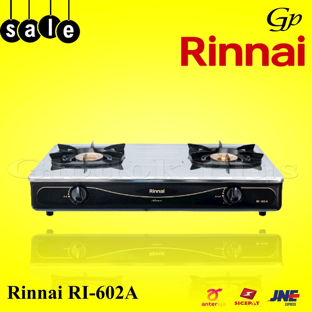 Rinnai RI-602A Kompor Gas 2 Tungku RI602A Api 602 A rinai ri602 stainless