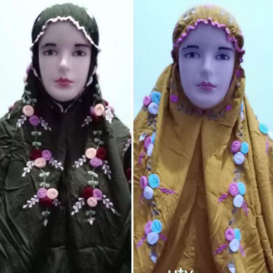 mukena bordil tile rambat depan belakang /mukena rayon dewasa bordil tile