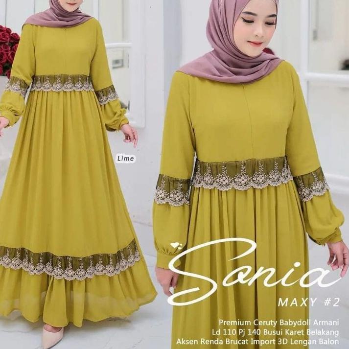 Modern.. Gamis Renda Ceruty Babydol Terbaru / SONIA MAXY / Gamis Wanita Terlaris 2022 / Gamis Jumbo 