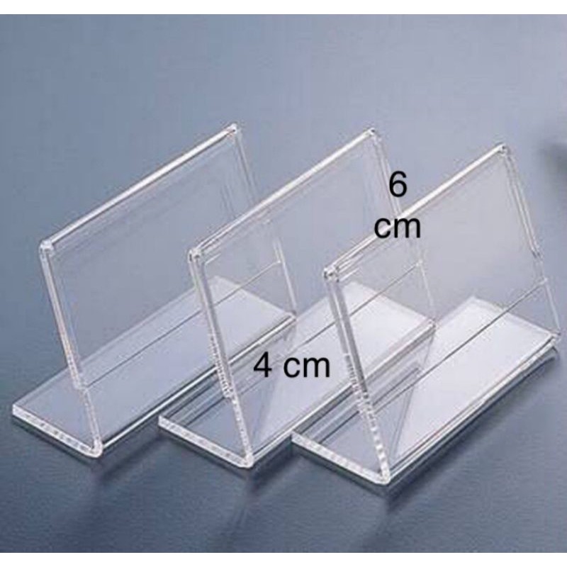 

name/price tag / label display / stand acrylik / akrilik model L 4 x 6 cm.