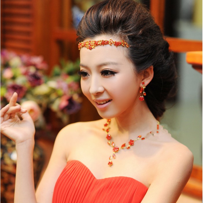 [PRODUK TERLARIS] HEADPIECE MINI TIARA AKSESORIS PESTA BRIDAL WANITA MERAH TRP025