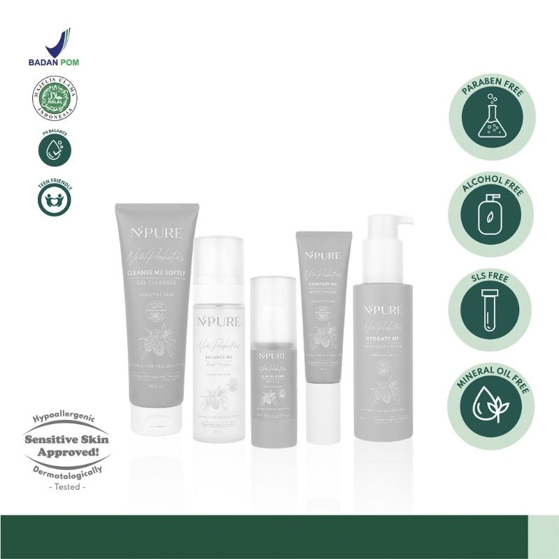 NPure Kulit Sensitive | Paket Lengkap Noni Probiotics Series (Sensitive Series) | Skincare Kulit Sen