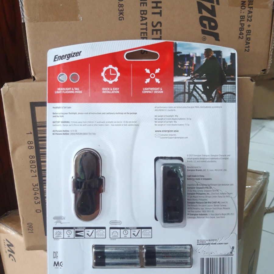 LAMPU SEPEDA / ENERGIZER BIKE LIGHT SET / 130 LUMENS DEPAN BELAKANG