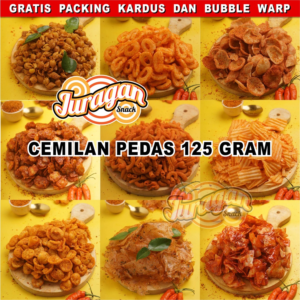 SNACK KILOAN PEDAS 125 GRAM makanan ringan jajanan cemilan camilan pedas asin gurih murah