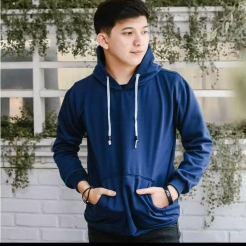 Hoodie polos bahan fleece tebal premium