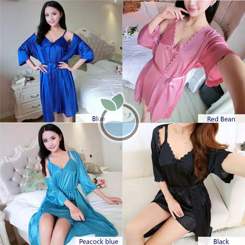 Daster Trikot  Pakaian Baju Tidur Wanita Tricot  Rangkap Set Seserahan (2 in 1)