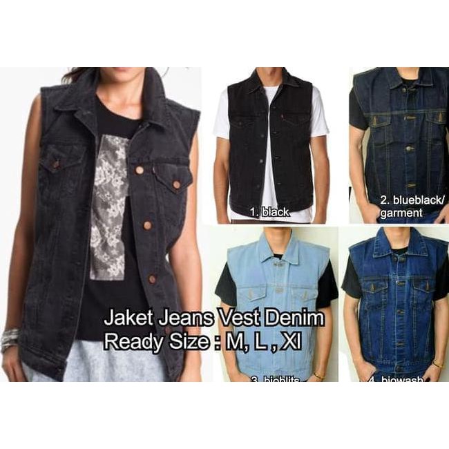 YA66 TERBARU JAKET JEANS VEST MODEL LEVIS JEAN ROMPI DENIM UNISEX TANPA W90M