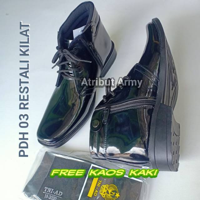 [FREE KAOS KAKI PDL] SEPATU DINAS PDH 03 POLRI REST TALI SEPATU POLRI / POLISI FREE KAOS KAKI - DP04