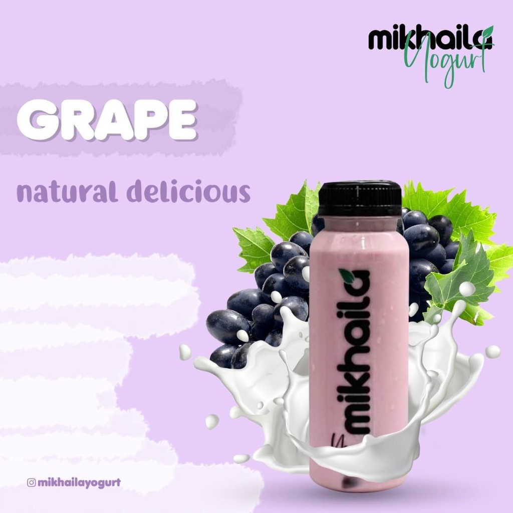 

Mikhaila Yogurt rasa anggur (grape dan ada irisan buah, nata de coco) @1liter