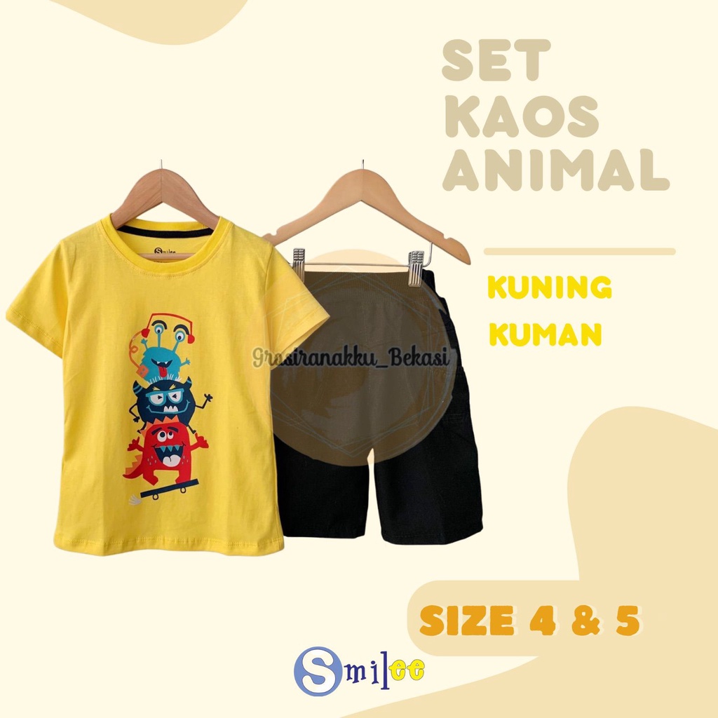 Setelan Anak Cowo Kuning Kuman Size 4-5Tahun Murah