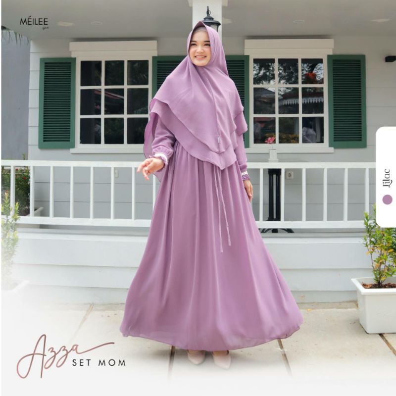 AZZA DRESS Signature Series By Meilee | Gamis Syari Ceruti Baby Doll Aksen Renda Vintage di tangan |