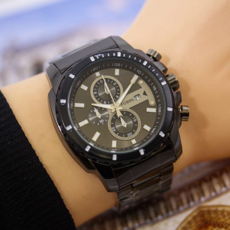 JAM TANGAN FOSIL RANTAI CRONO VARIASI, JAM FSL PRIA MODEL ANALOG