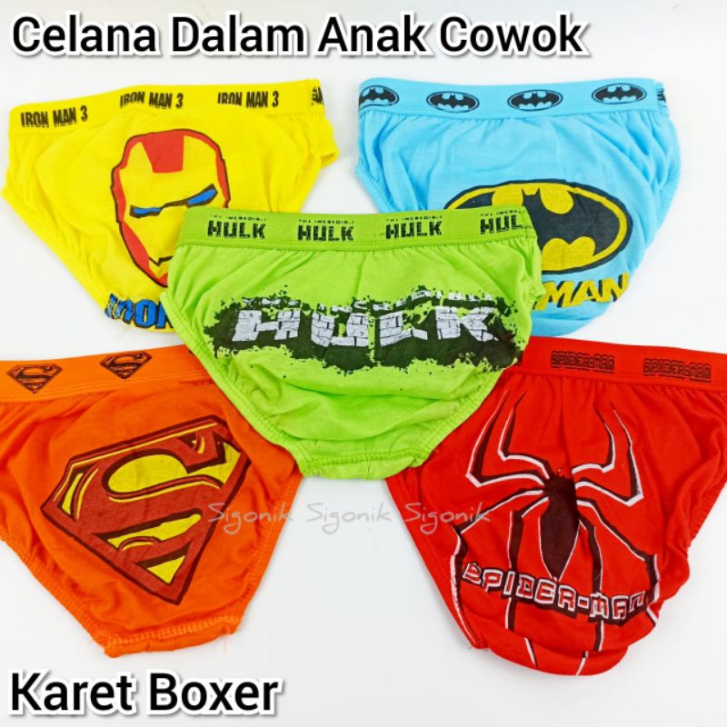 CD Celana Dalam Anak Cowok Boy S M L Allsize 1-6 Tahun Karet Boxer Motif Superhero Club Bola Random Batita Balita Paud TK Motif Karakter Murah Katun Bocah Laki-laki Sigonik