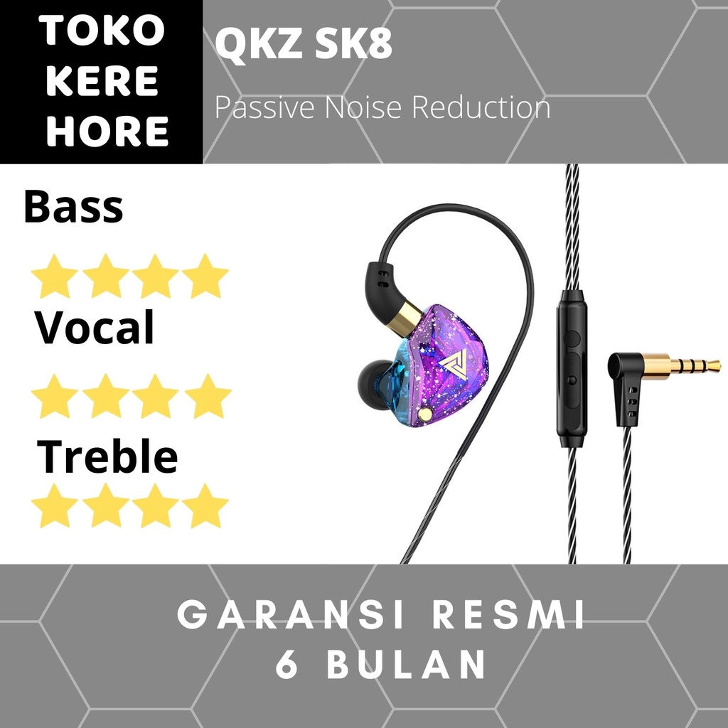 QKZ SK8 Sport Earphone with MIC - Passive Noise Reduction