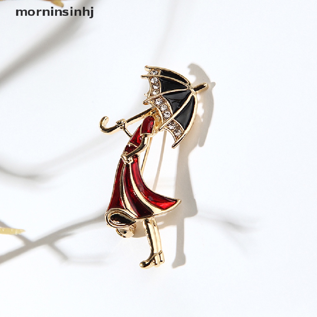 Mornin Bros Pin Enamel Desain Payung Hias Kristal Untuk Wanita