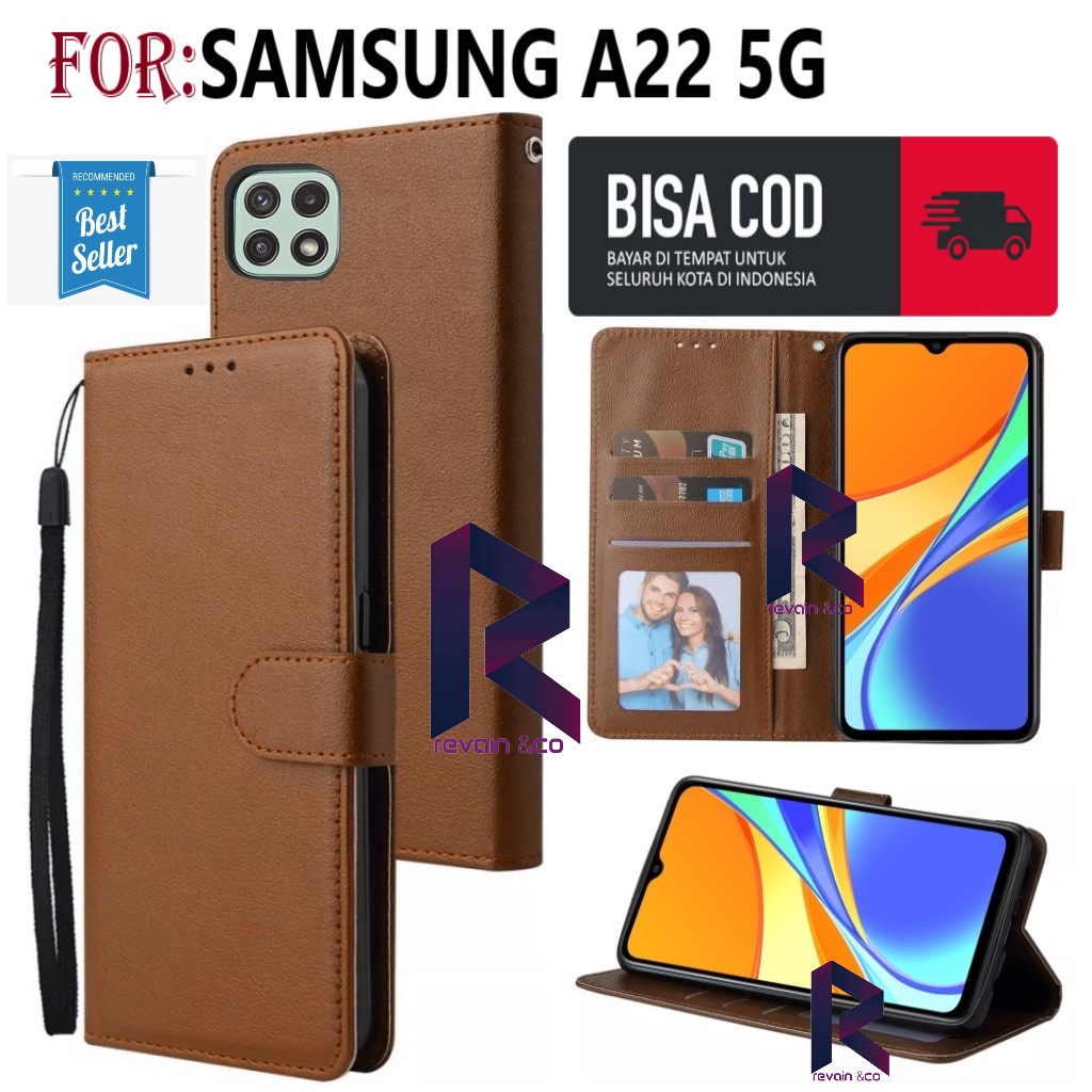 FLIP COVER SAMSUNG A22 5G FLIP WALLET LEATHER KULIT PREMIUM SARUNG BUKA TUTUP KESING HP FLIP CASE SAMSUNG A22 5G