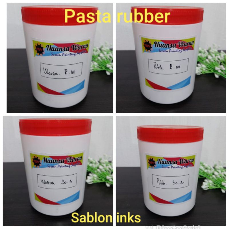 

Pasta sablon rubber putih dan warna