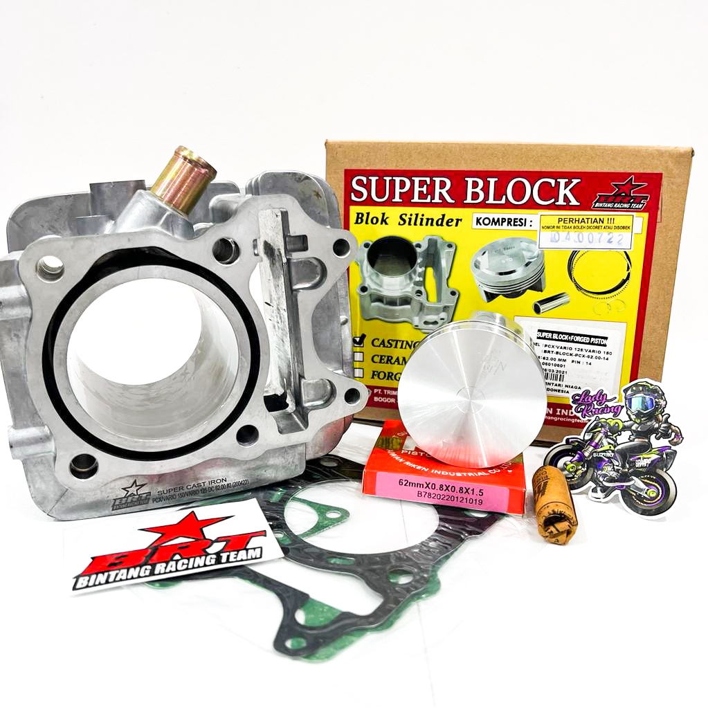 BLOK CAST IRON & FORGED PISTON BRT VARIO 150 VARIO 125 PCX 150 ADV 150 DOUBLE COOLER 62mm 175cc