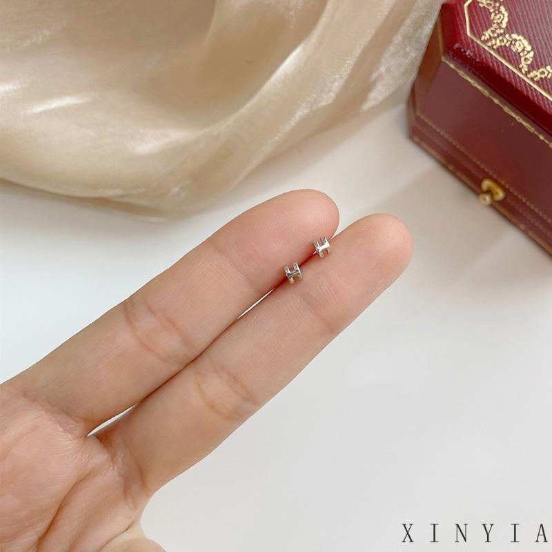 Anting Stud Mini Bentuk Huruf H Untuk Wanita