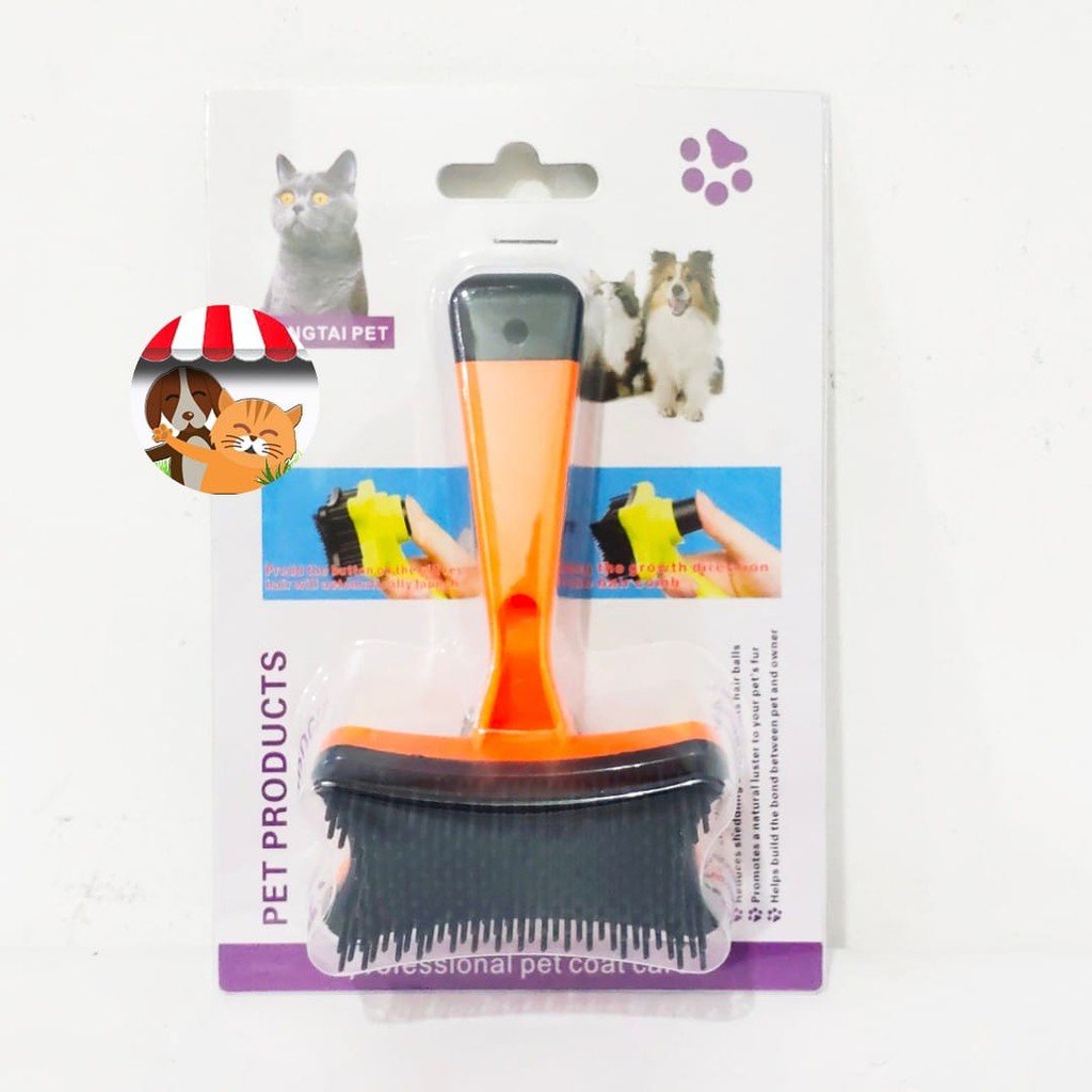 SELF CLEANING PET BRUSH Sisir Tombol untuk Hewan Kucing Anjing