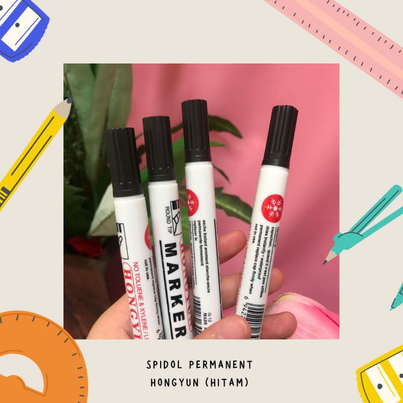 Spidol Hongyun PERMANENT Marker Alat Tulis Sepidol Hitam