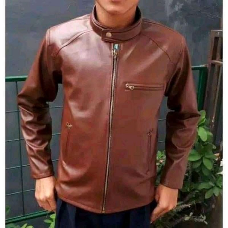 Jaket Kulit Pria Casual Jaket Motor New Trend Elegant