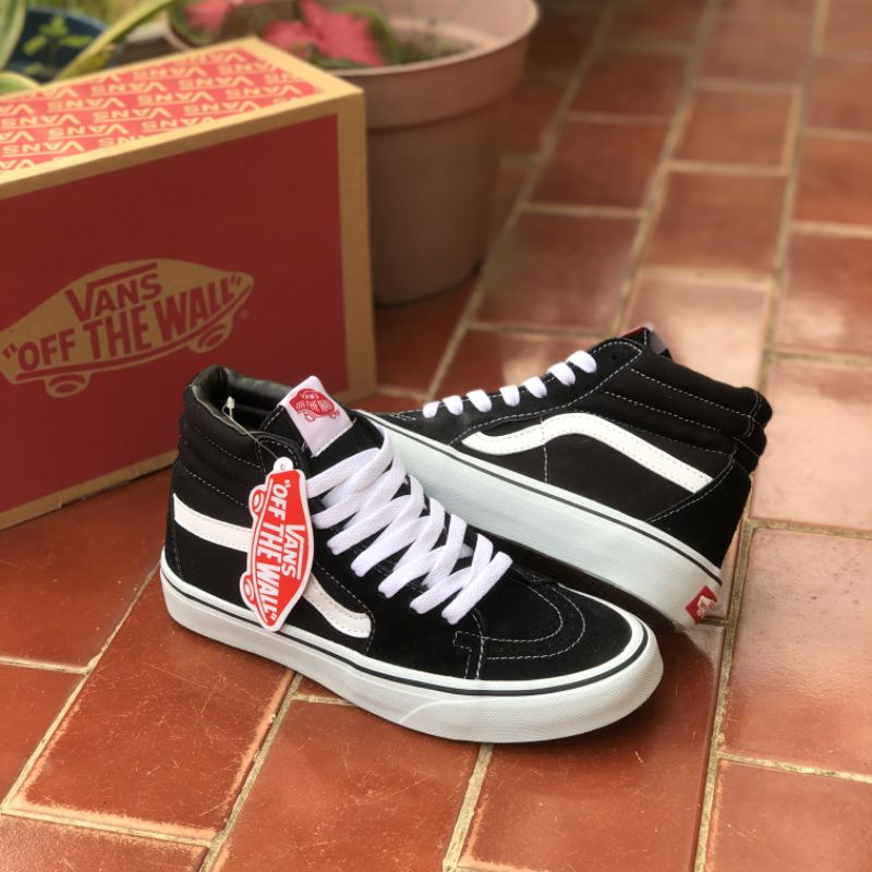 ( New Box ) Vans Sk8 High Unisex Black White Premium