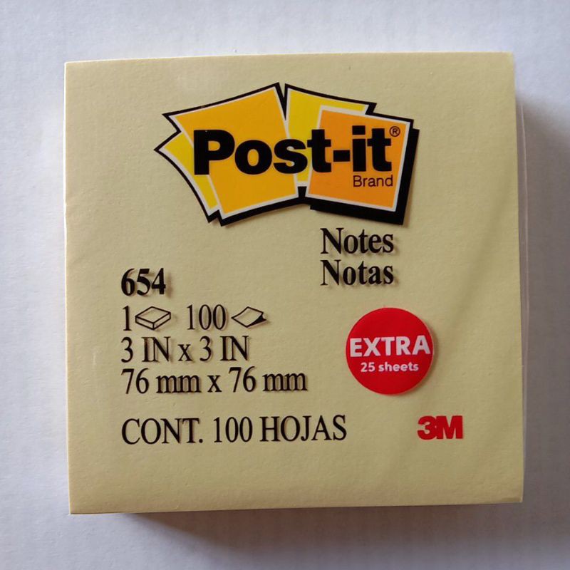 

Post it note 3M -654 uk.76 mm x 76 mm isi 100 lbr