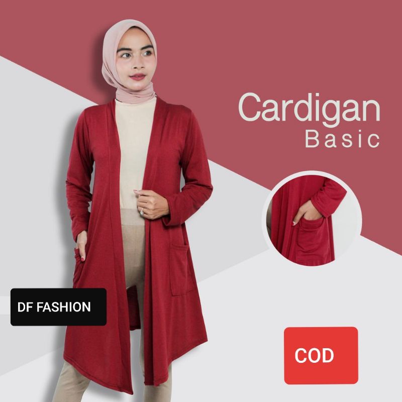 Cardigan Basic Polos Lengan Panjang Spandex