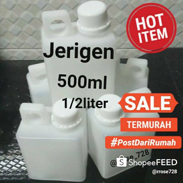 JERIGEN PLASTIK 500 ML 1/2 LITER ( 0,5 liter ) BARU READY STOCK SIAP PAKAI (FOOD GRADE) SEGEL