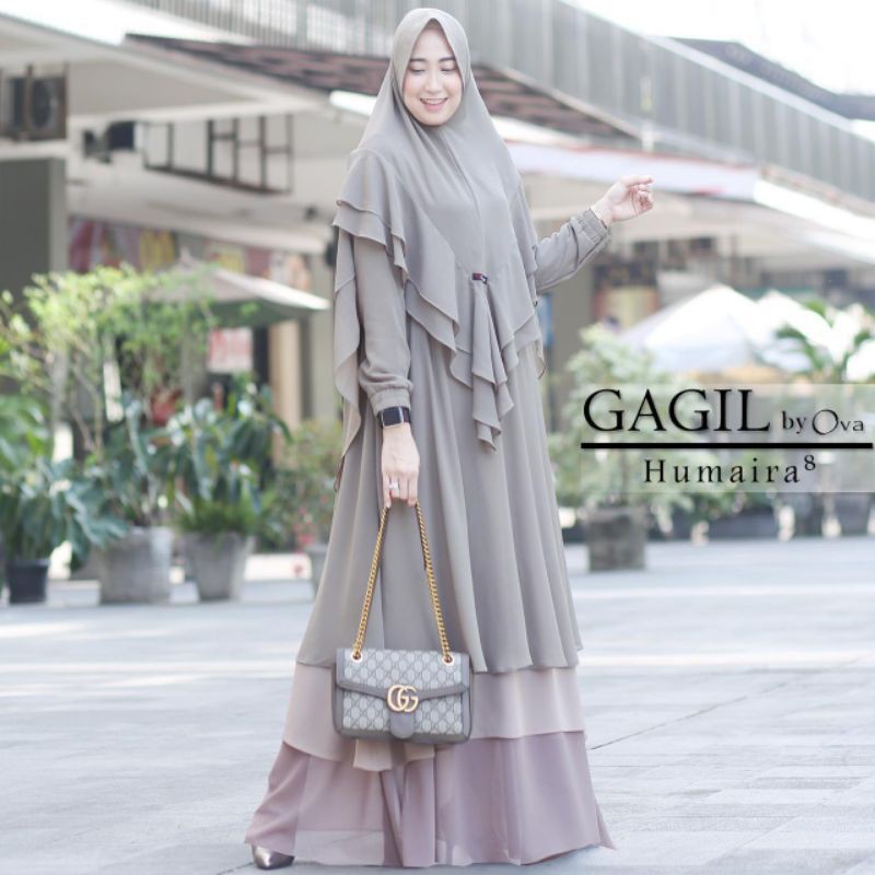 GAMIS ZANUBA HUMAIRA BAHAN CERUTI BABYDOLL SET KHIMAR ORIGONAL