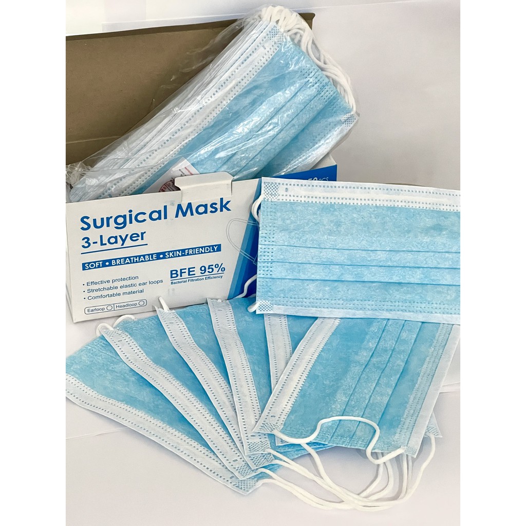 Masker Earloop 3 Ply Biru Face Mask-3