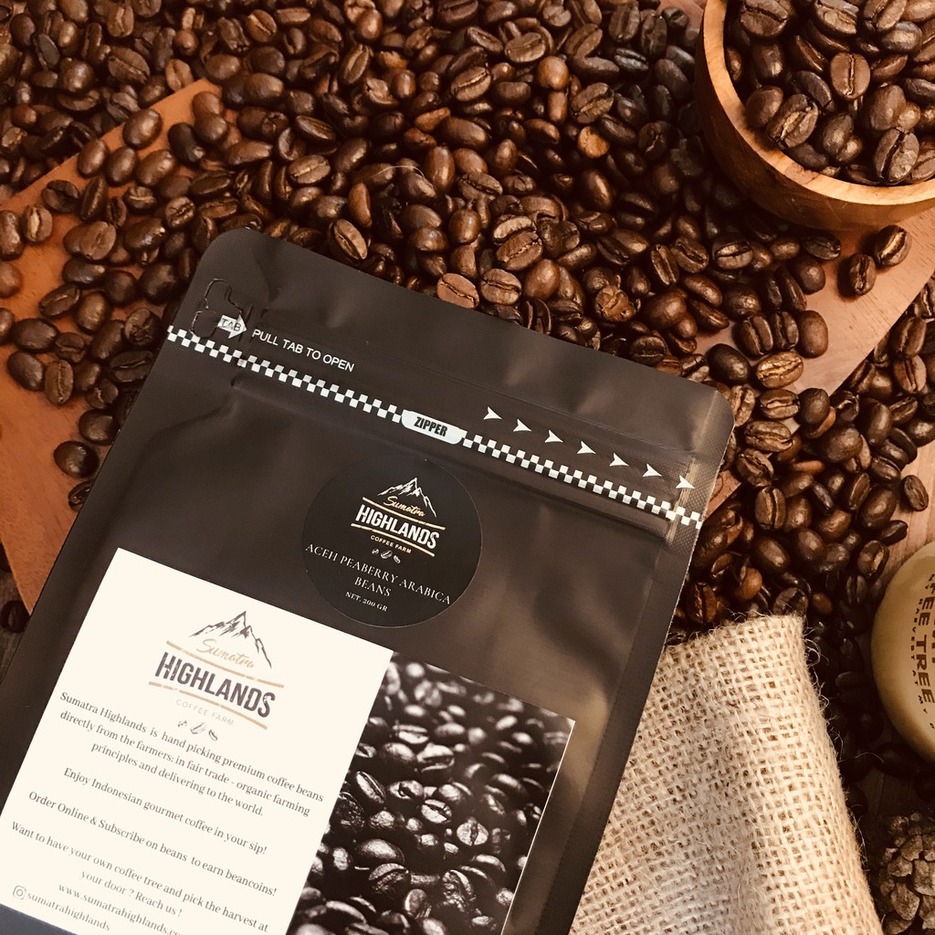 

KOPI BIJI ACEH PEABERRY ARABICA COFFEE BEANS 200 GR