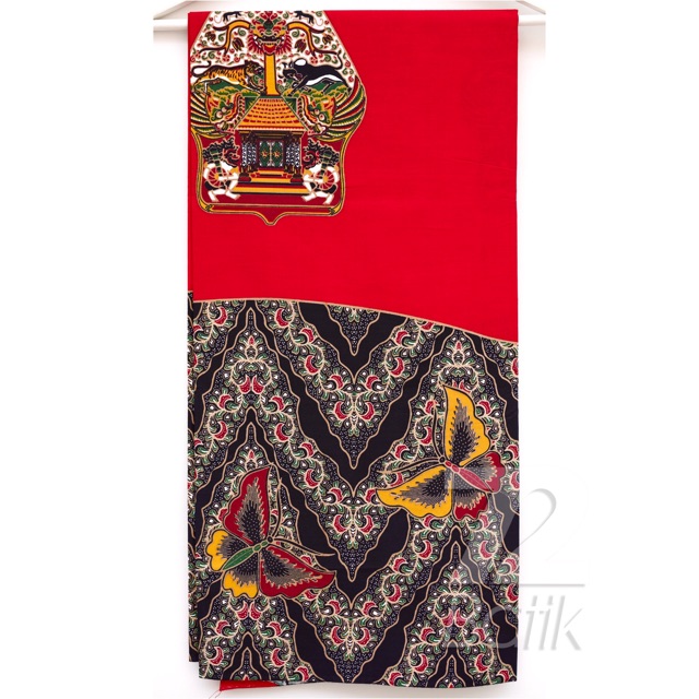 KAIN BATIK KATUN Premium Motif Wayang Kupu Warna Merah Hitam 723297 Cap 72 Jarik Jarit Samping Kebat Panjang Batik Katun Modern Premium Bahan Seragam Batik Pernikahan Kantor Keluarga Murah Kamen Jadi Batik Bali Lembaran