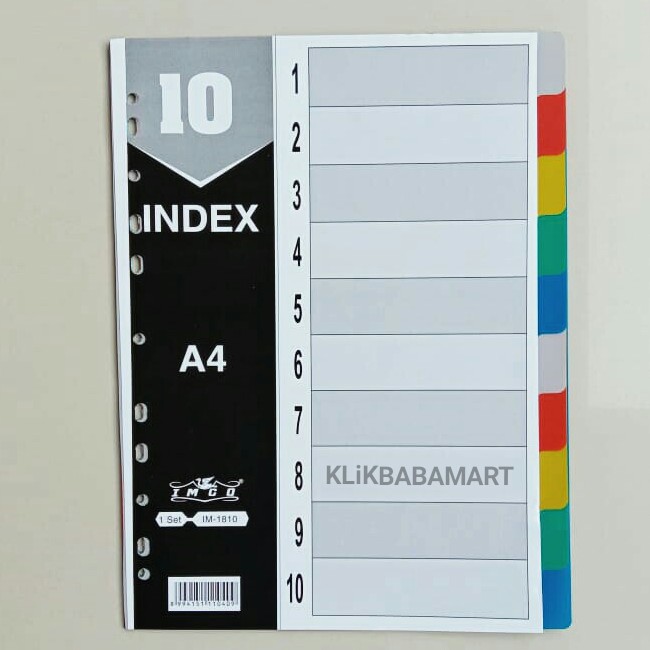 

devider pembatas dokumen A4 10 warna index imco im-1810