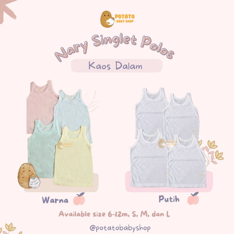 Nary Singlet Warna &amp; Putih Polos