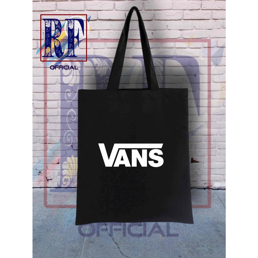 Totebag distro VANS brand merek katun tote bag sling bags waistbag / tas ransel selempang hitam tas 