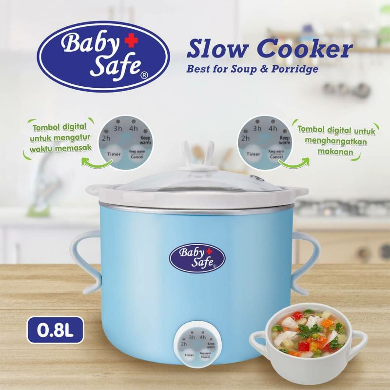 BABYSAFE Slow Cooker Digital Timer &amp; Keep Warm | Pembuat Bubur | MPASI